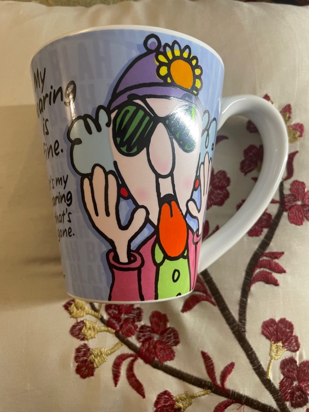 Hallmark Vtg Lavender Ceramic Mug with Colorful Cartoon Character